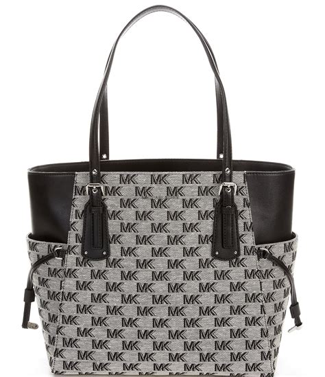 michael kors voyager east west tote black silver hardware|logo voyager east west tote.